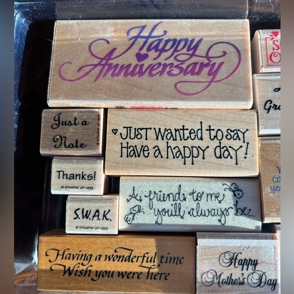 WOODEN RUBBER STAMP SAYINGS Set of 21 - Picture 4 of 5